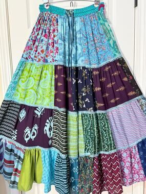 Ananta Boho Patchwork Maxi Skirt, Women's One Size